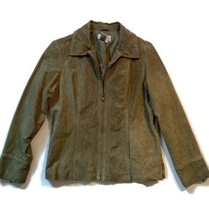 Olive Green Suede Leather Jacket